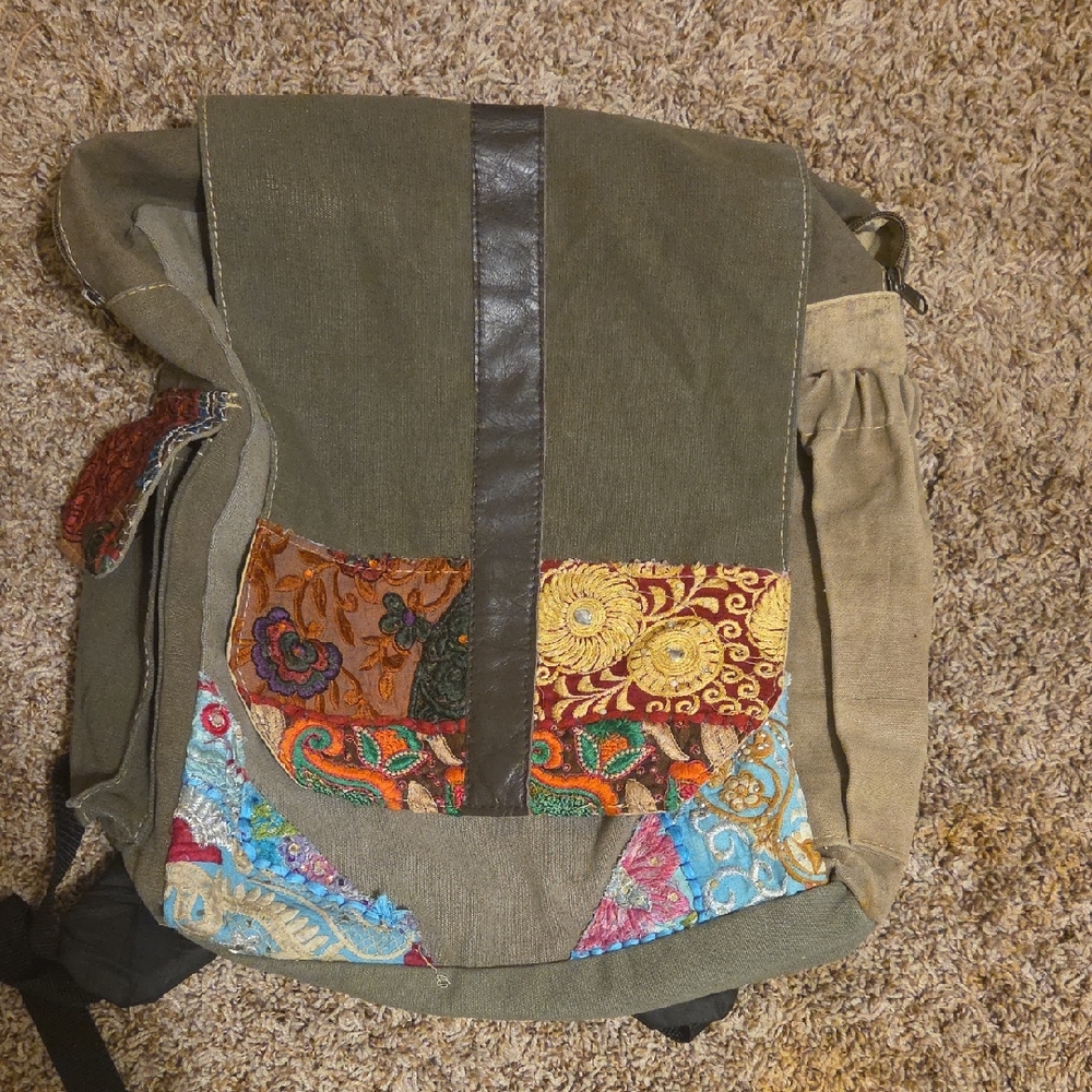 Boho Canvas backpack.. Extra Roomy.. Bright Colors